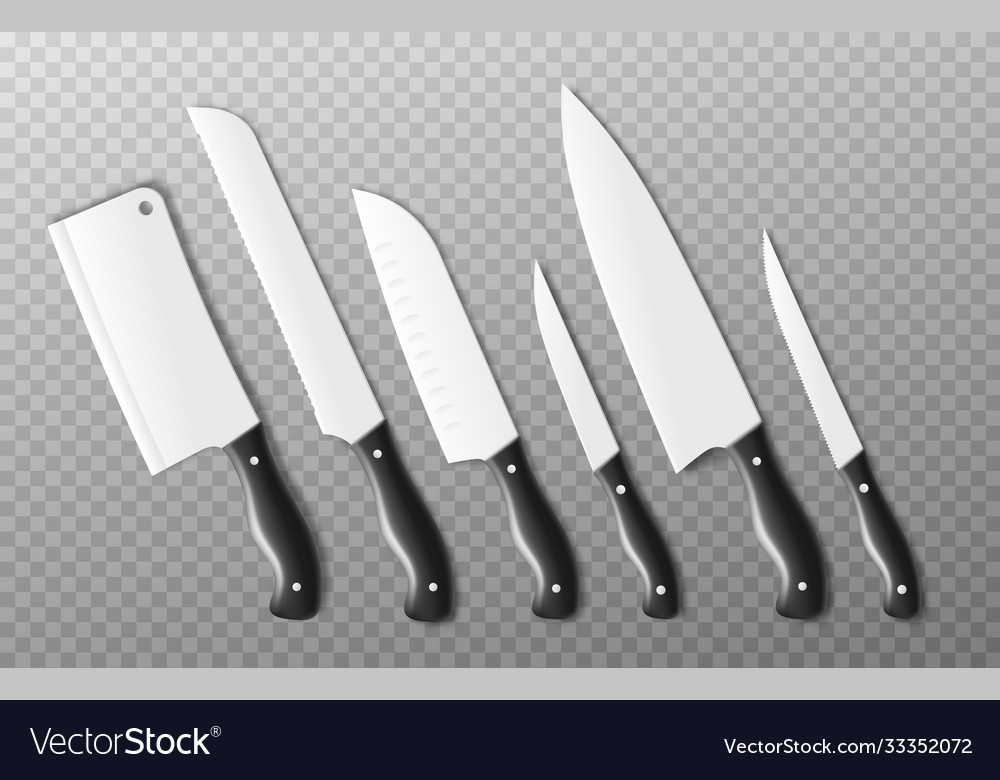 Cooking cutlery knives set mockup realistic Vector Image