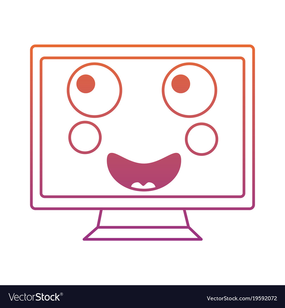 Happy computer monitor kawaii icon image Vector Image