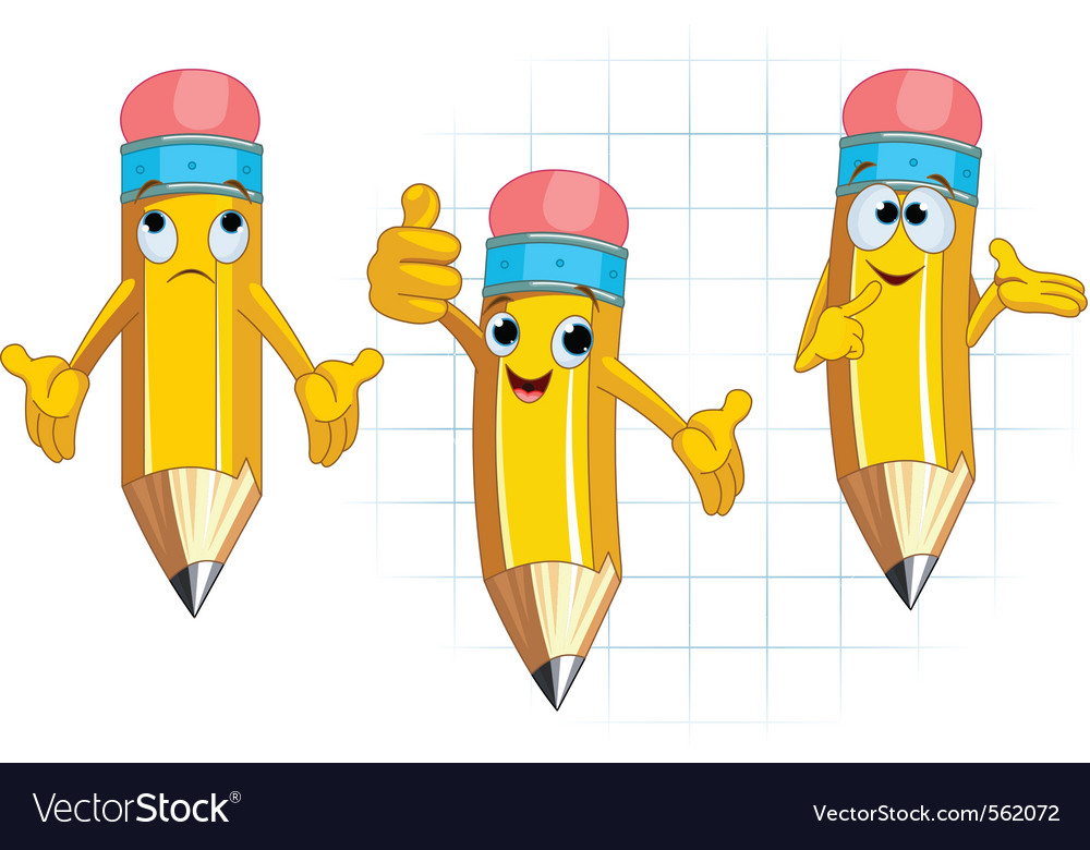 Pencil character different facial expressions Vector Image