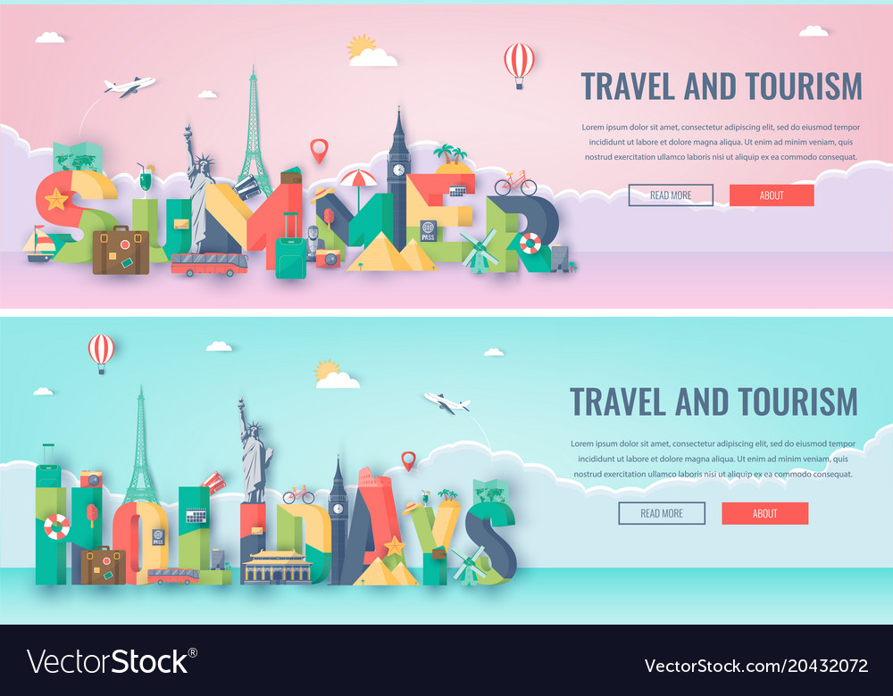 Travel composition with famous world landmarks Vector Image