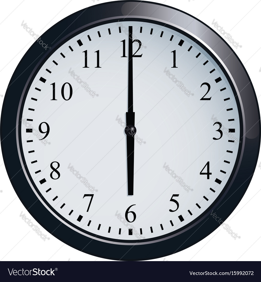 wall-clock-set-at-6-o-clock-royalty-free-vector-image