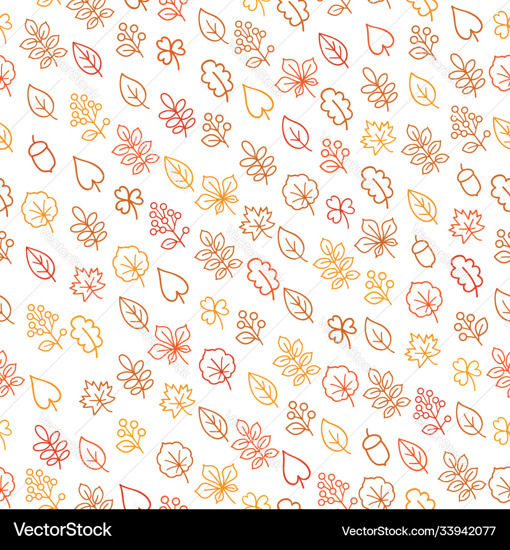 Autumn leaves seamless pattern leaf icon set Vector Image