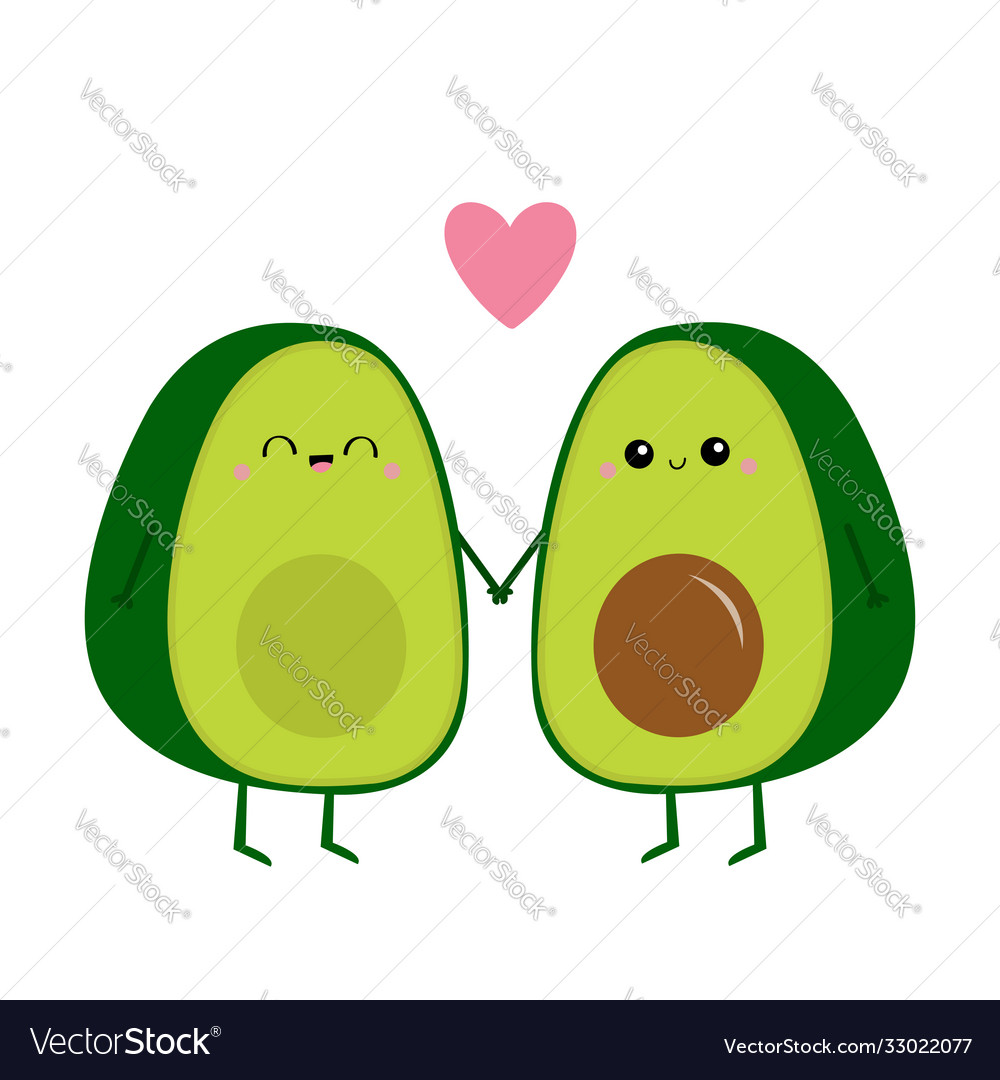 Avocado family mother father holding hands pink Vector Image