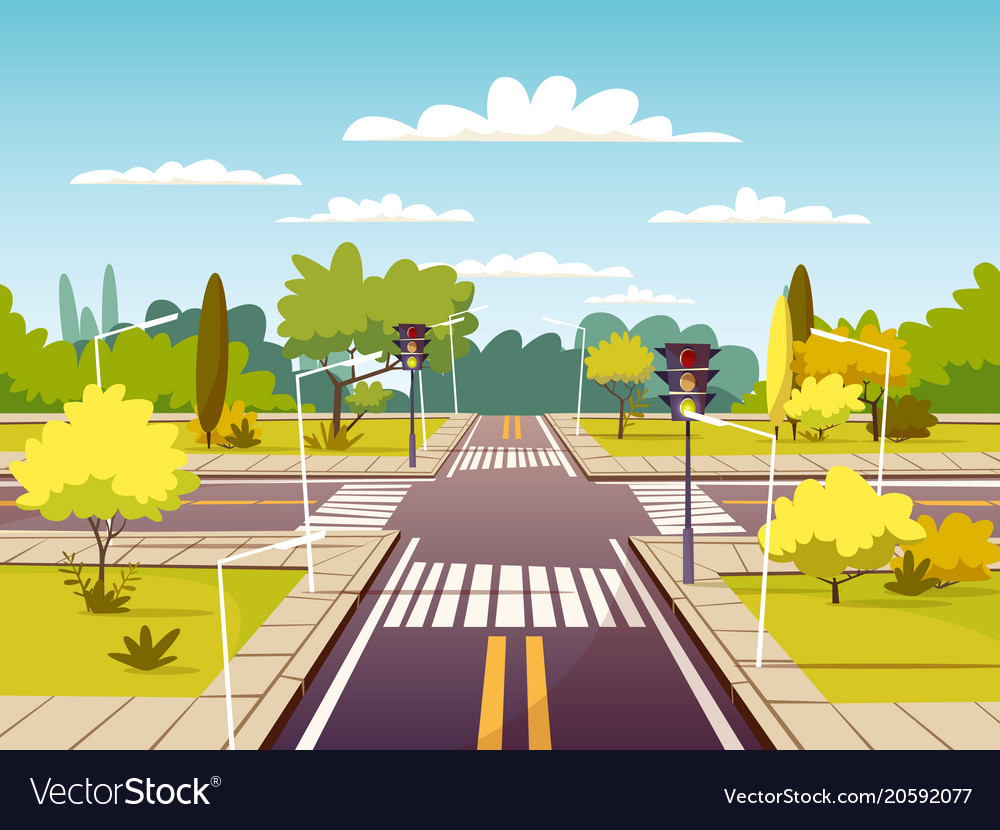 Street crossroad cartoon of Royalty Free Vector Image