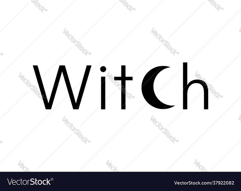 Black logo witchcraft magic print with text witch vector image Black logo witchcraft magic print with text witch