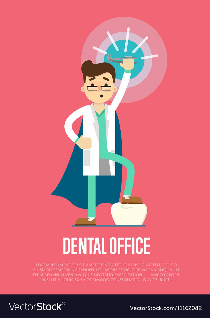 Dental Office Banner With Male Dentist Royalty Free Vector