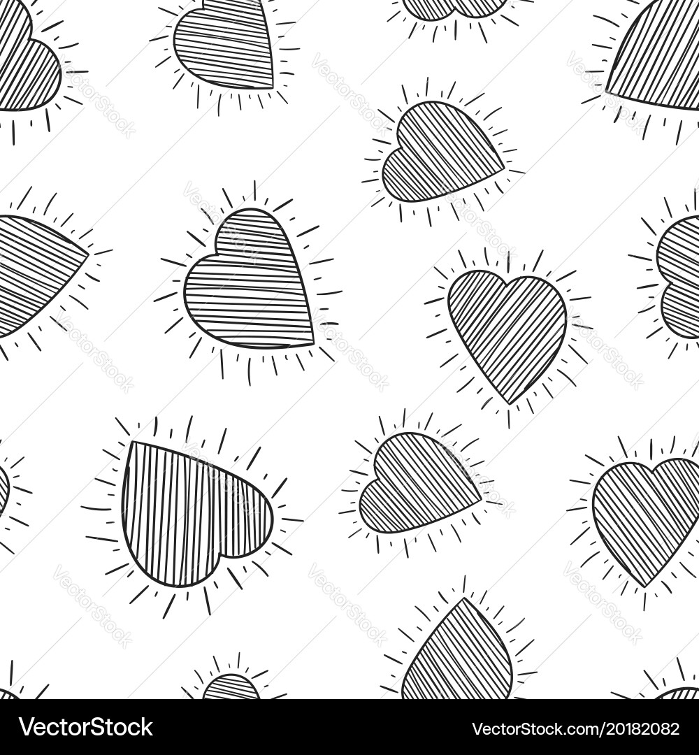 Hand drawn hearts seamless pattern background Vector Image