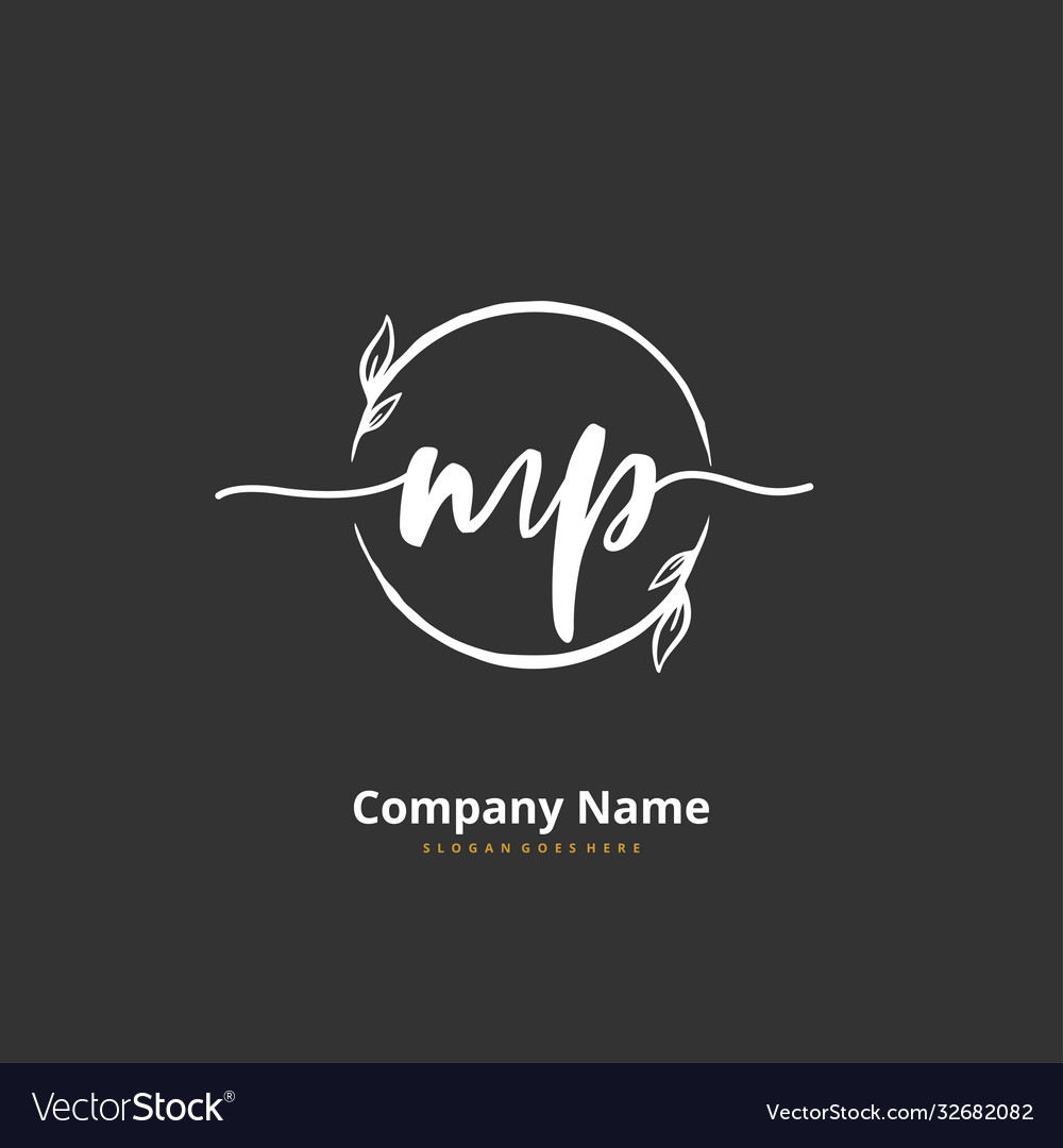 M p mp initial handwriting and signature logo Vector Image