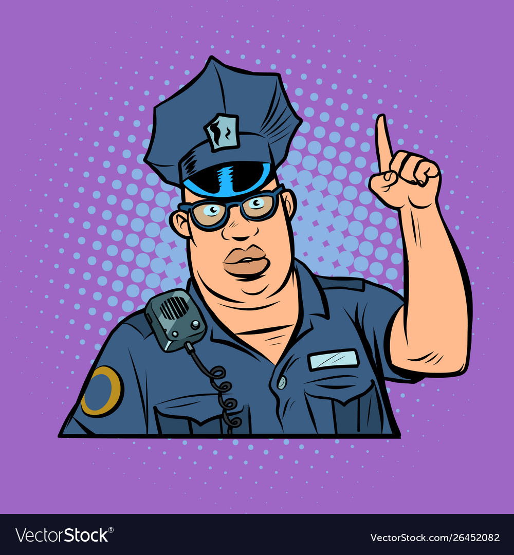 Police index finger up Royalty Free Vector Image