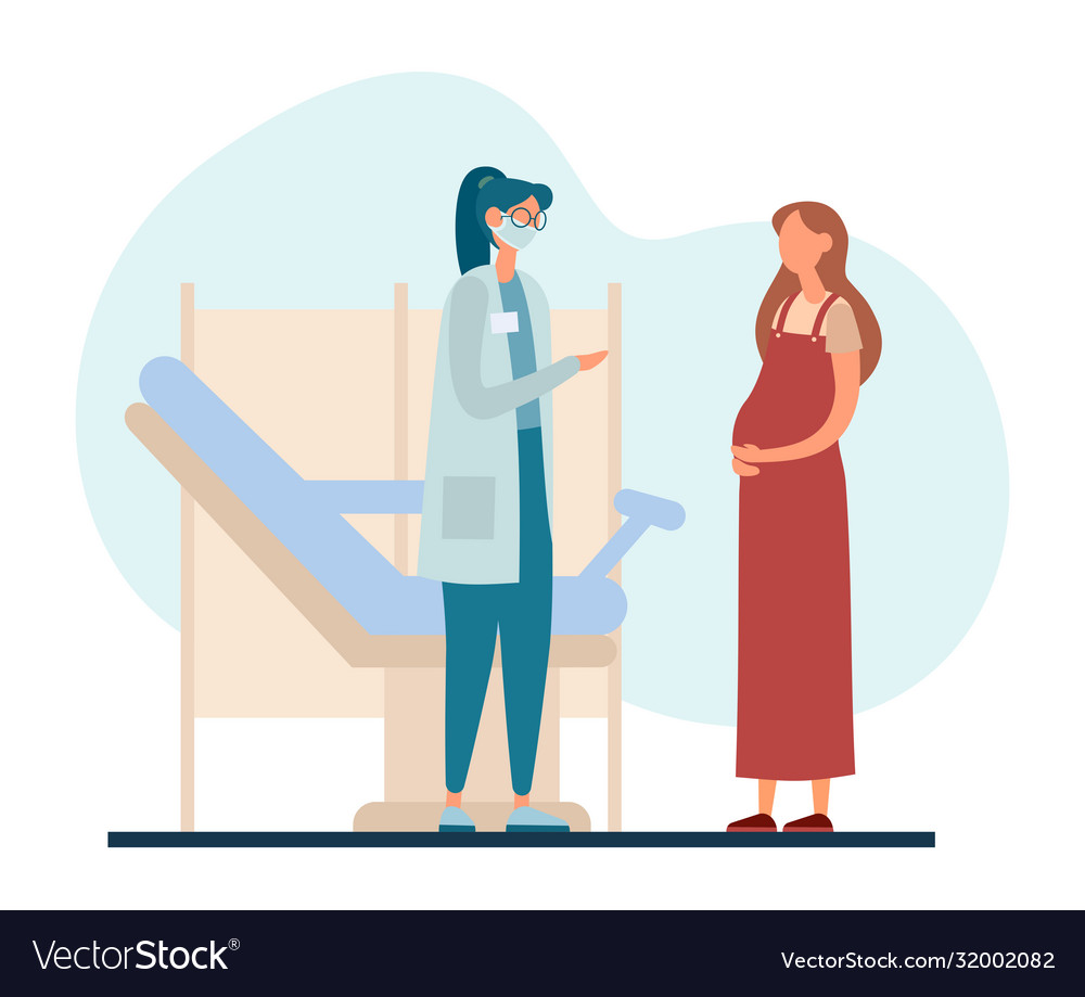 Pregnant woman visiting obstetrician in modern Vector Image