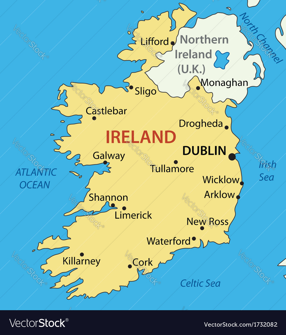 Where Is Ireland On A Map Republic Of Ireland - Map Royalty Free Vector Image