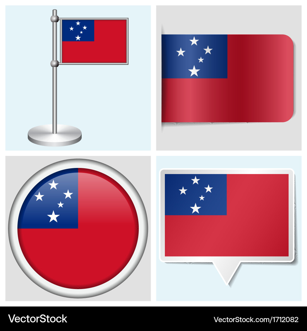 Samoa flag - sticker button label flagstaff Vector Image