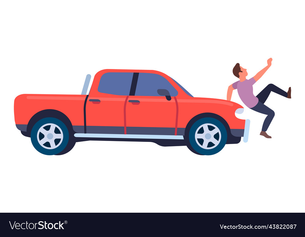 Car hitting man auto knocking down person road Vector Image