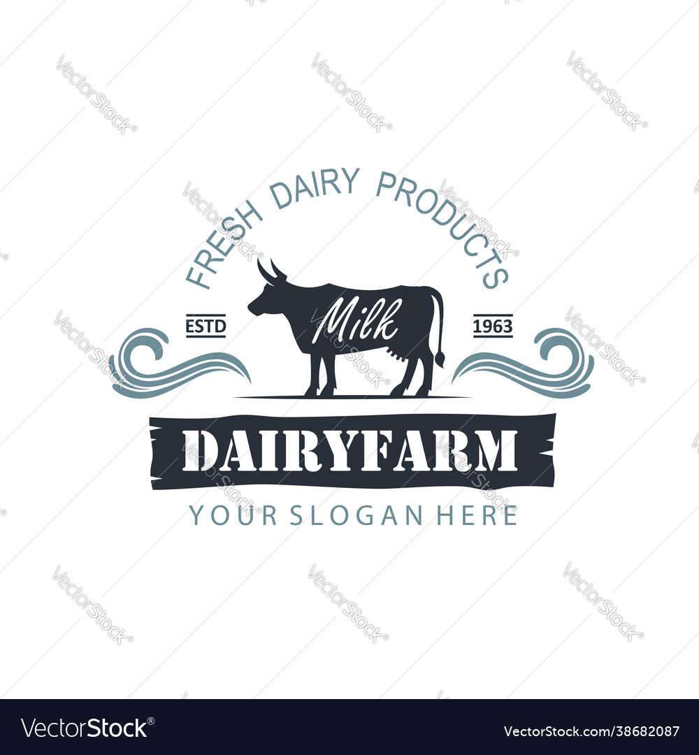 Dairy farm label Royalty Free Vector Image - VectorStock