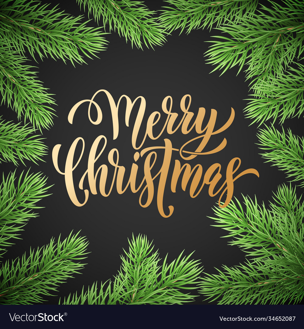 Merry christmas holiday golden hand drawn quote Vector Image