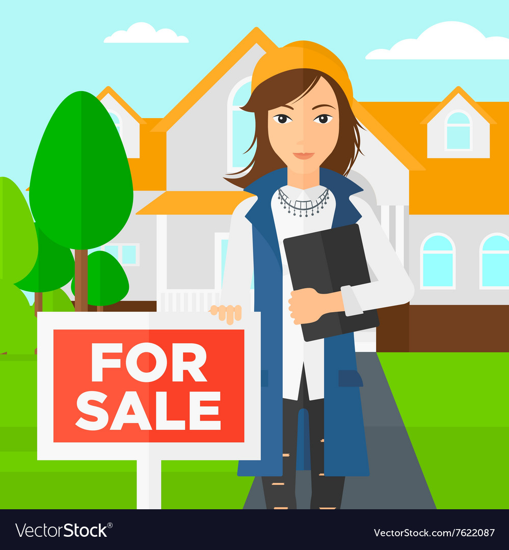 Real estate agent offering house Royalty Free Vector Image