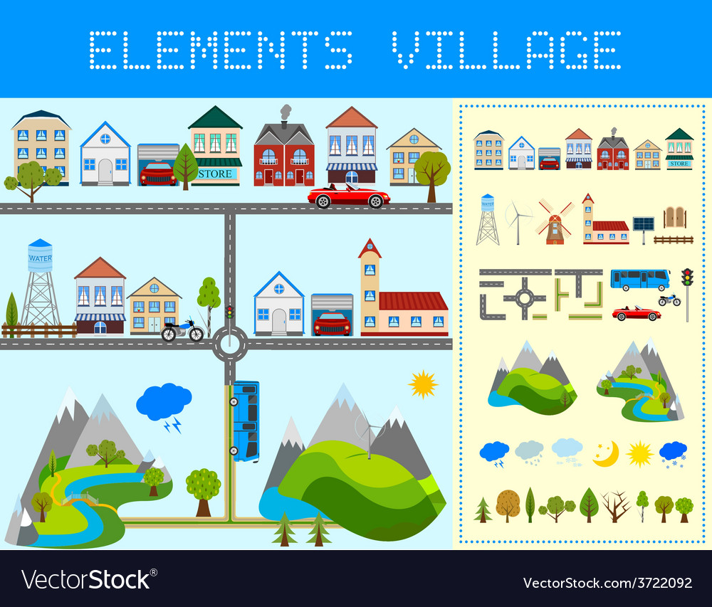 elements-modern-village-royalty-free-vector-image