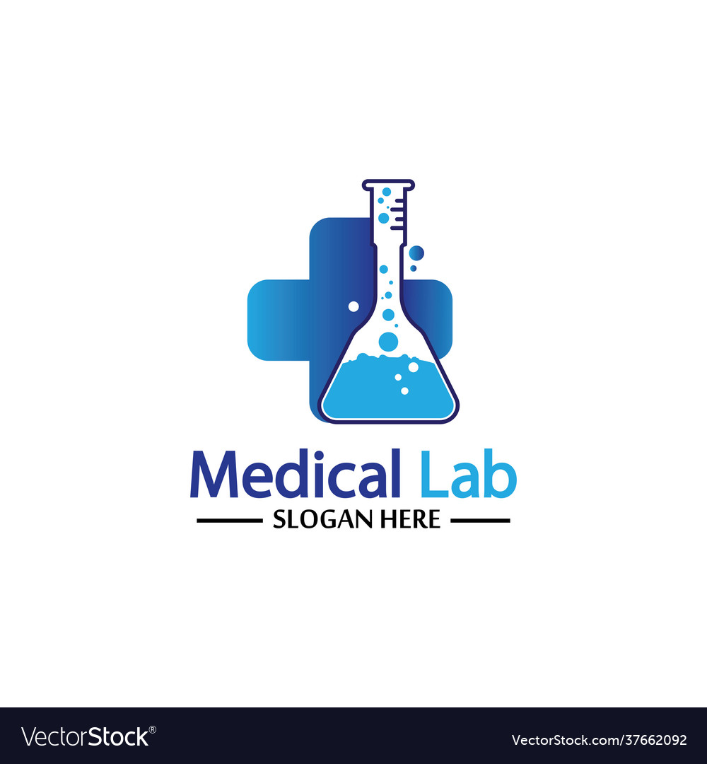 Medical Lab Logo Template Design Emblem Royalty Free Vector