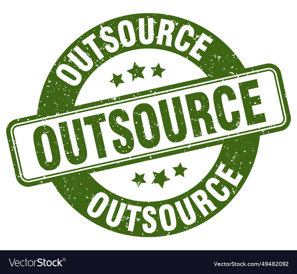 Outsource stamp label round grunge sign Royalty Free Vector