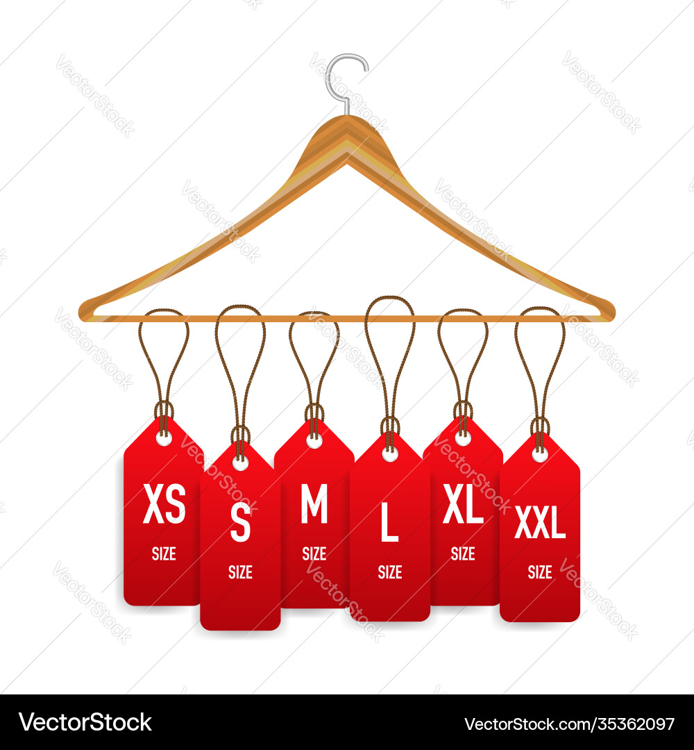 Collection clothing size labels isolated Vector Image