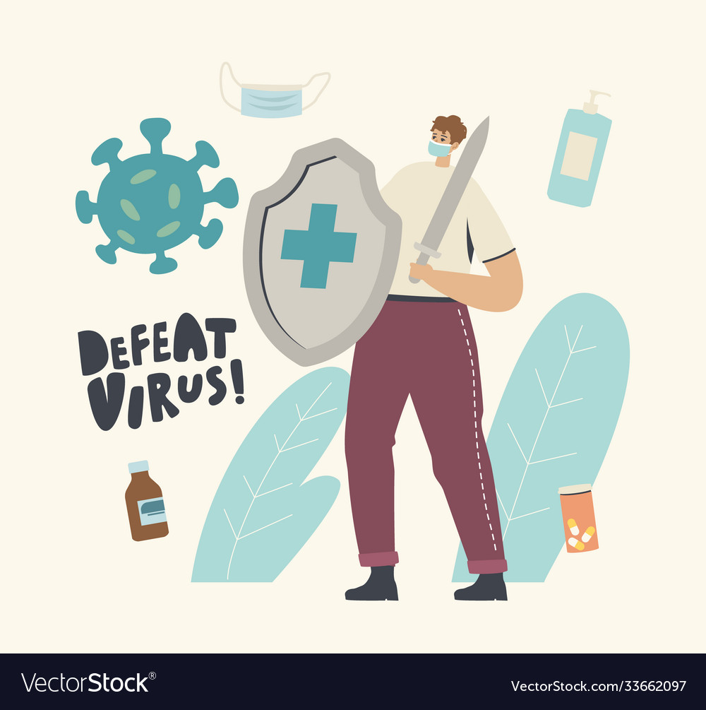 Epidemiology and vaccination concept tiny male Vector Image