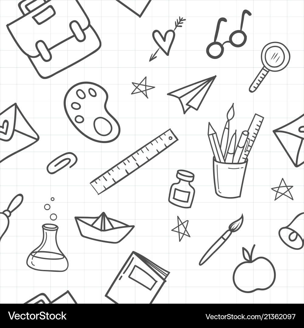 School seamless pattern with hand drawn Royalty Free Vector