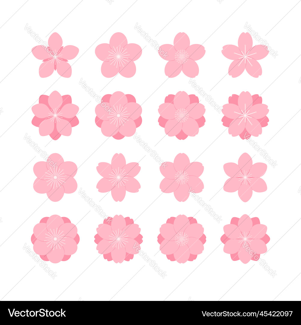 Spring flowers flat design elements collection Vector Image