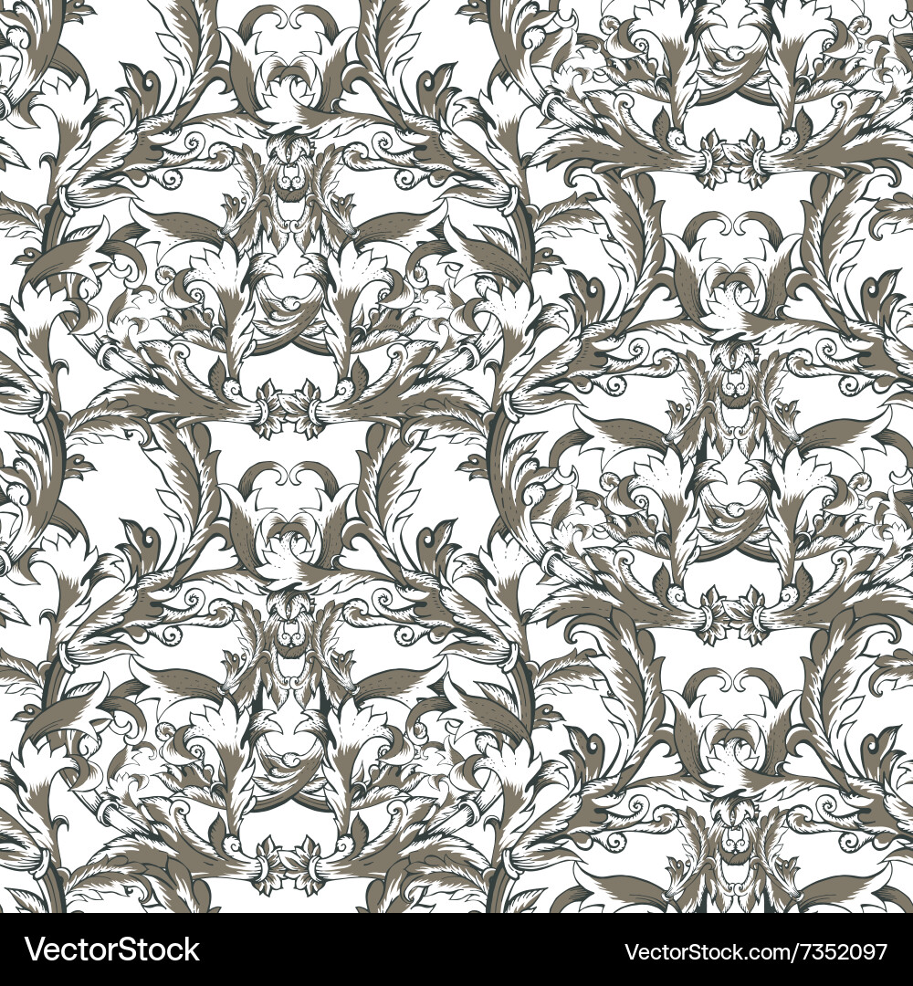 Vintage baroque seamless pattern with swirls Vector Image
