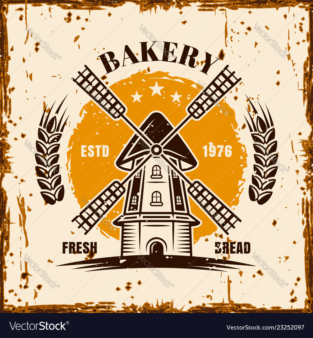 Windmill Vintage Advertising Bakery Banner Vector Image