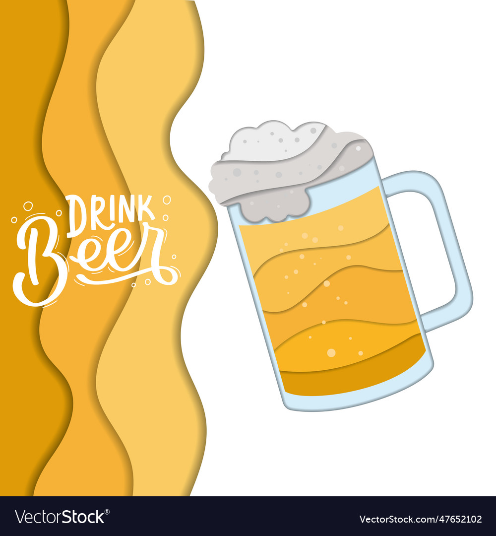 Colored layered background with beer mug Vector Image