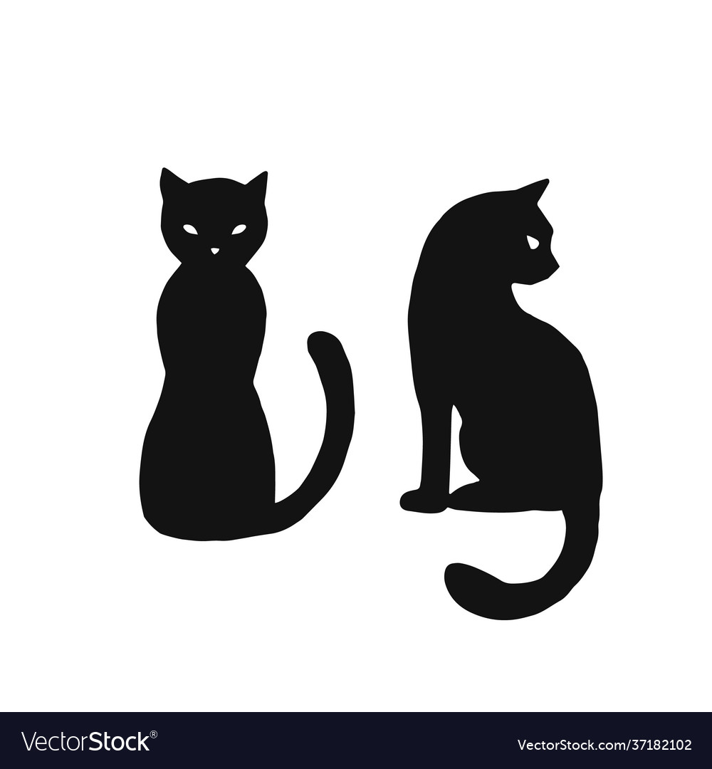 Magic cat - linear hand drawn Royalty Free Vector Image