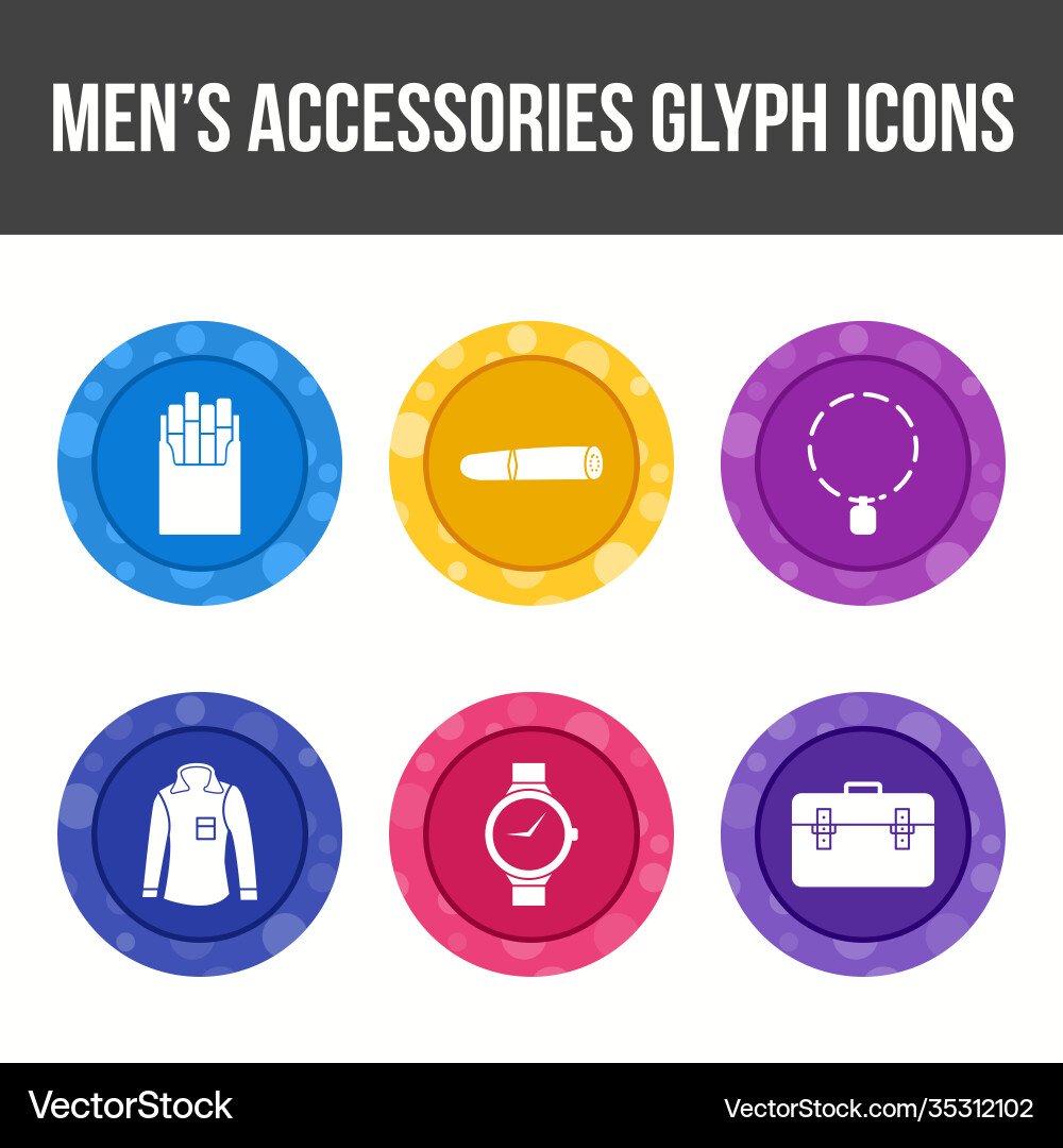 Mens accessories icon set Royalty Free Vector Image
