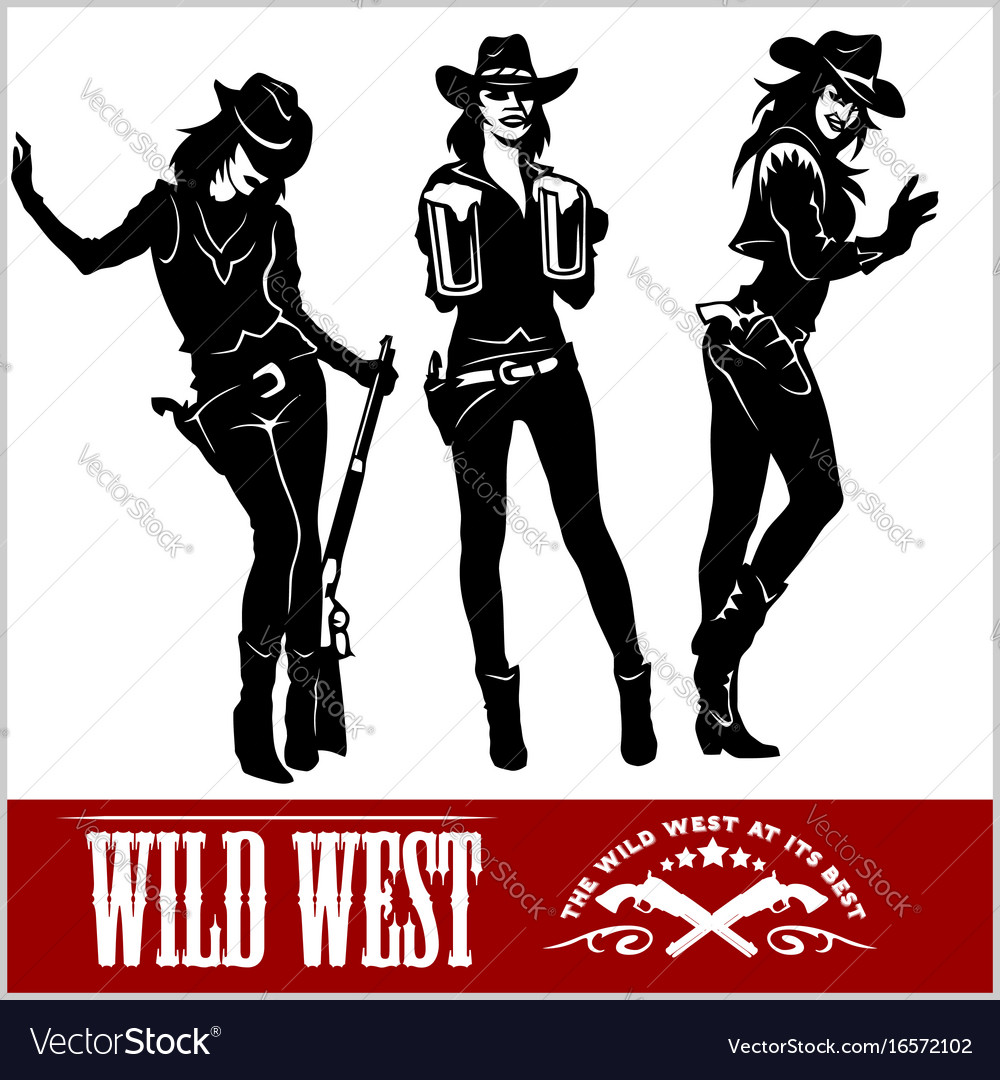 Silhouettes of western cowgirls