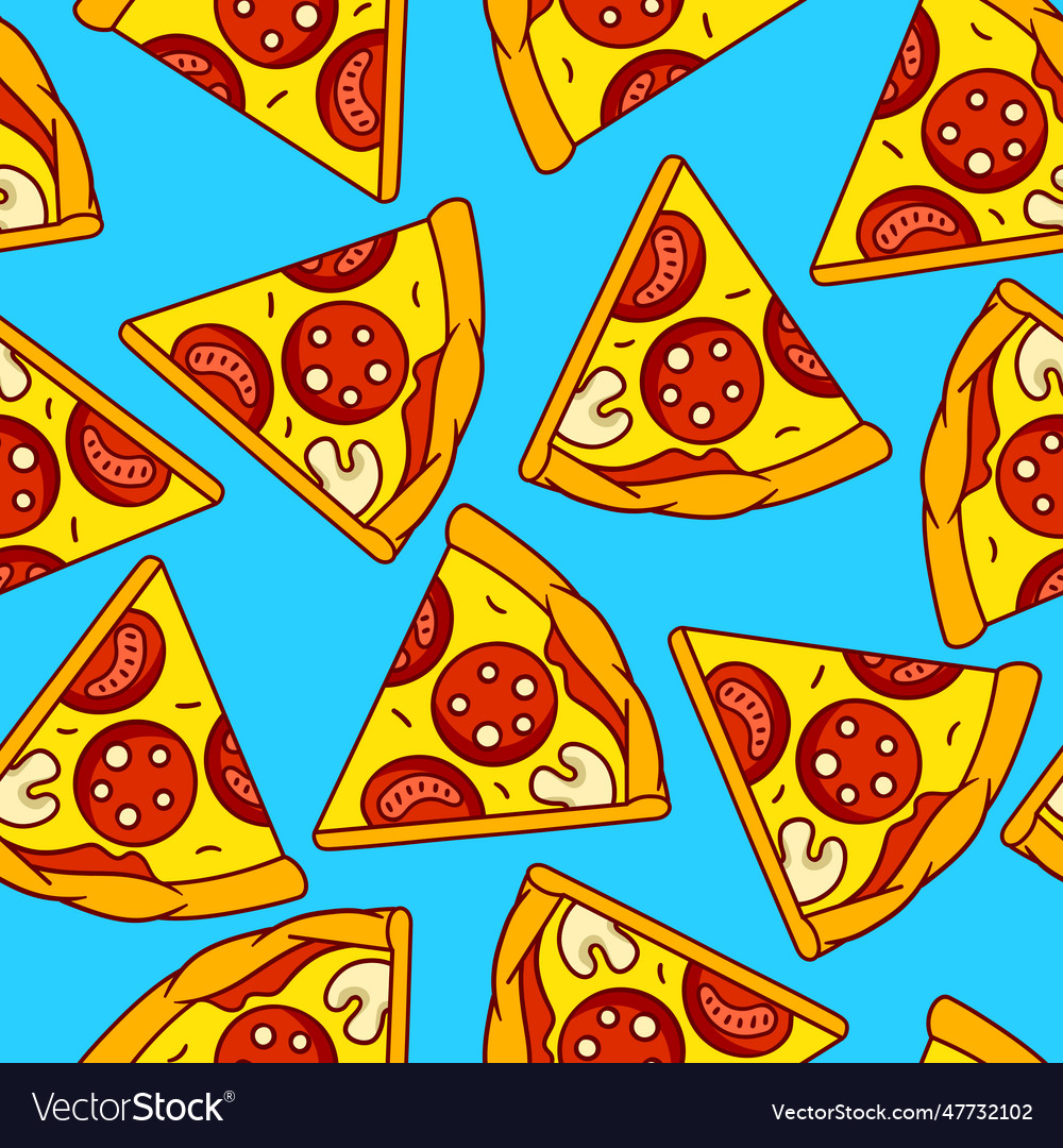 Tasty pizza slices pattern delicious fast food Vector Image