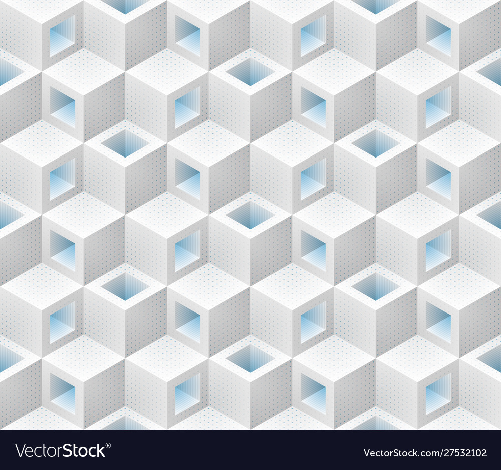 White blue cubes isometric seamless pattern Vector Image