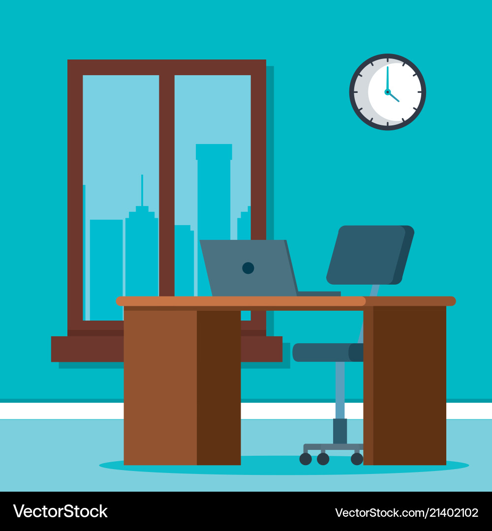 Workplace office scene icons Royalty Free Vector Image