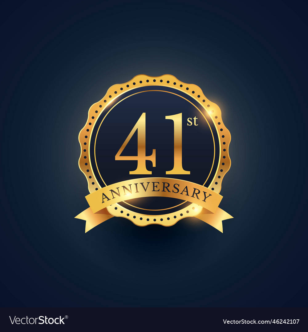 41st anniversary celebration badge label Vector Image