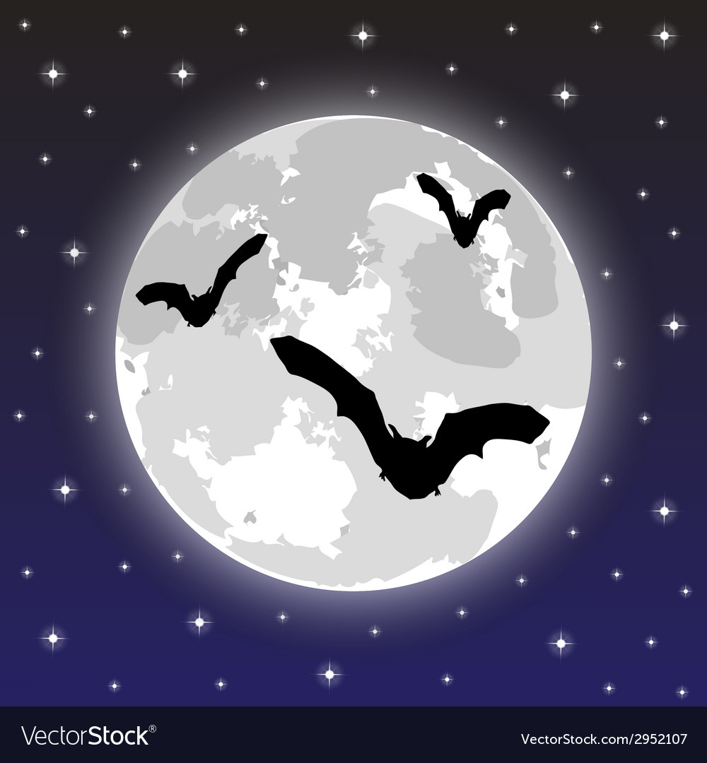 Bats on the background of the full moon Royalty Free Vector