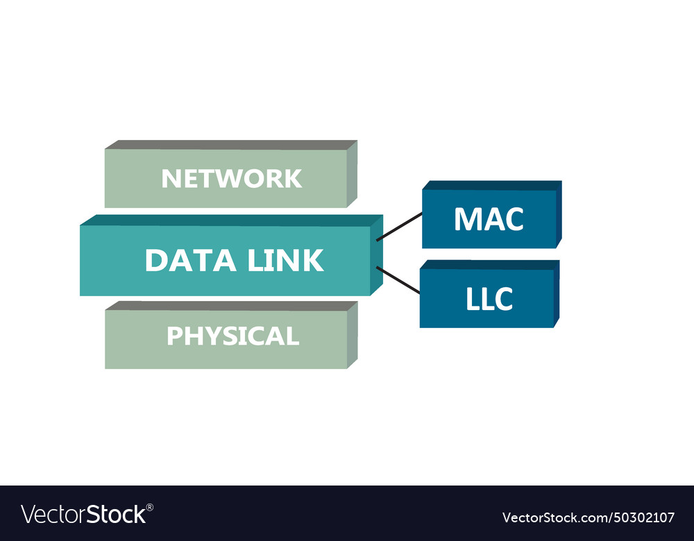 Data link sub layers osi model Royalty Free Vector Image
