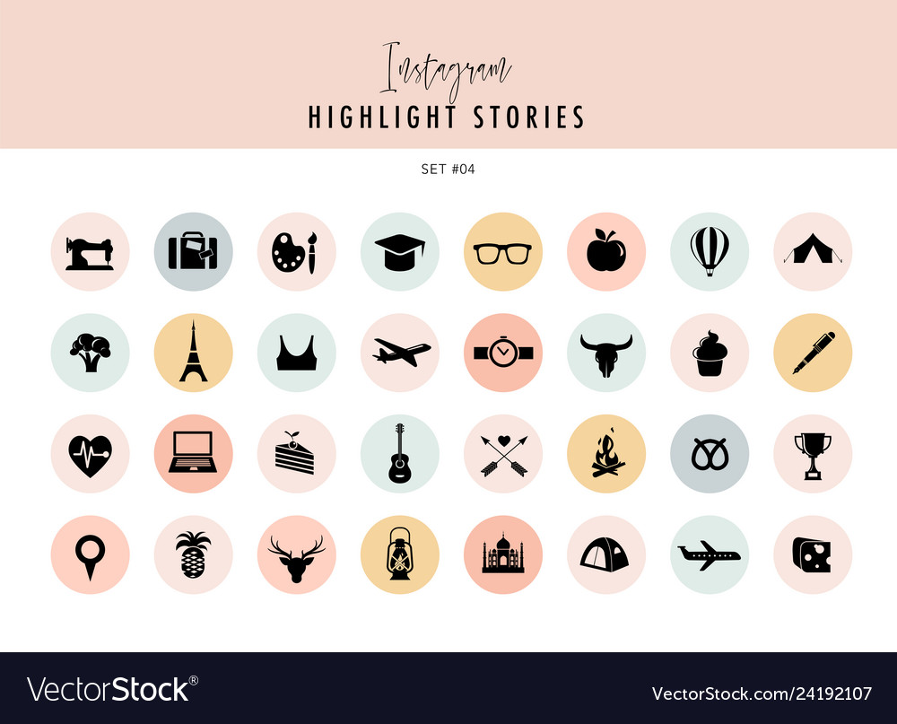 Instagram Highlights Stories Covers Icons Vector Image