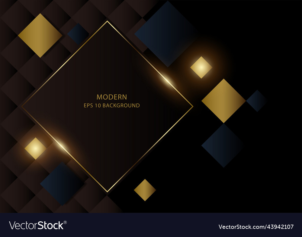 Luxury dark brown and blue rhombus with golden vector image Luxury dark brown and blue rhombus with golden