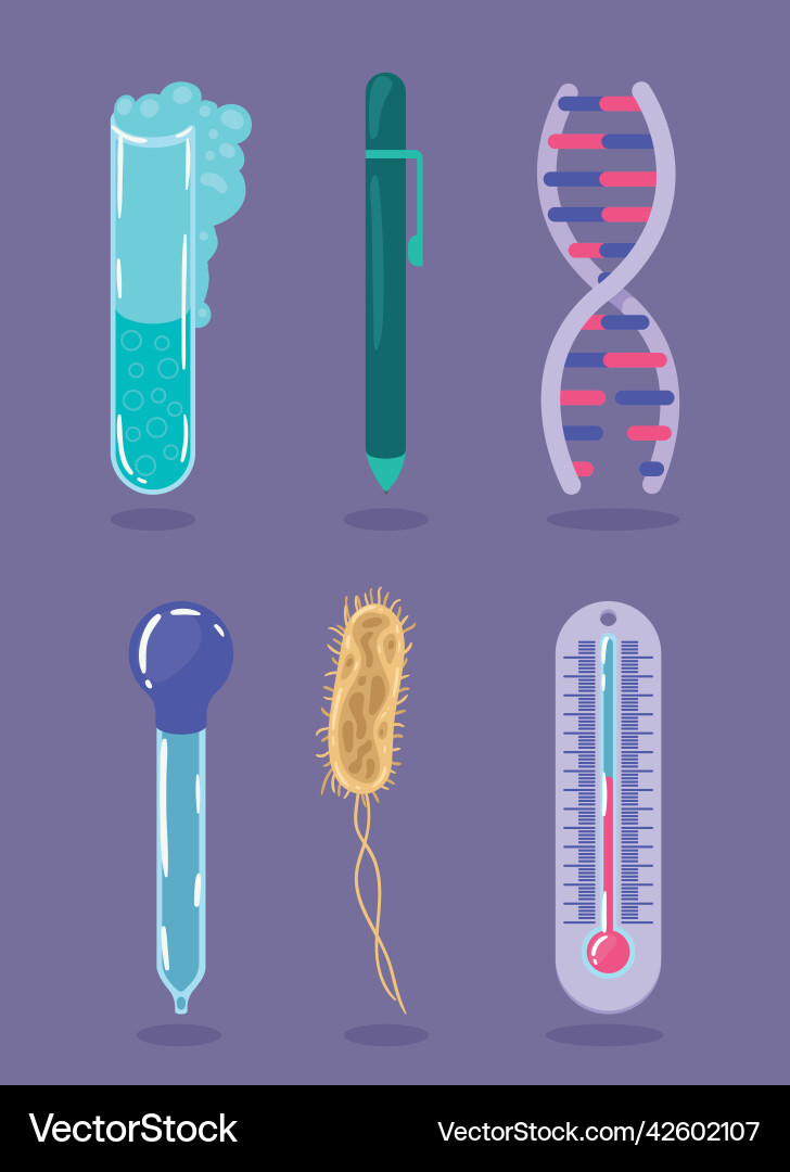 Six science lab icons Royalty Free Vector Image