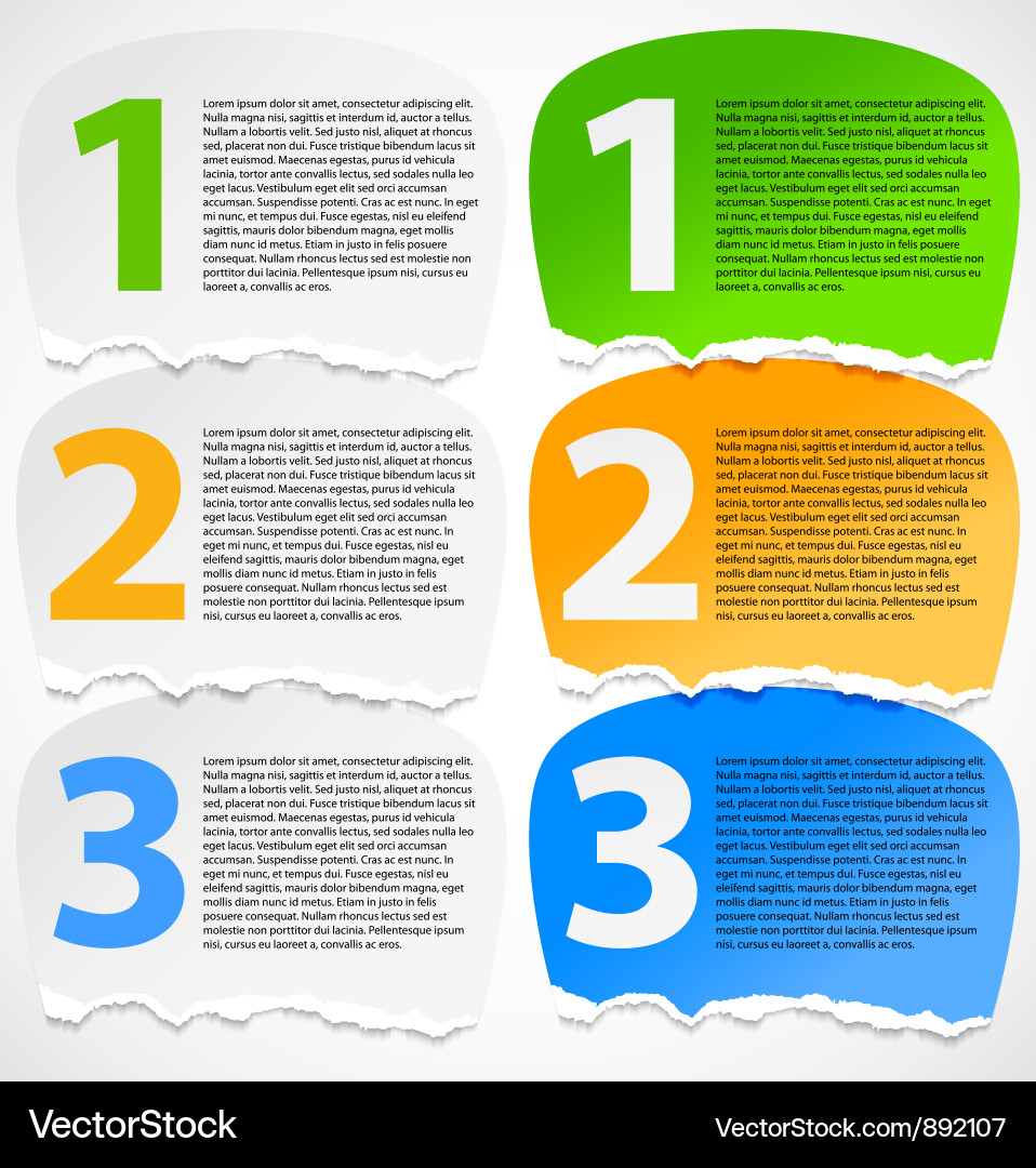 Torn paper progress option labels Royalty Free Vector Image