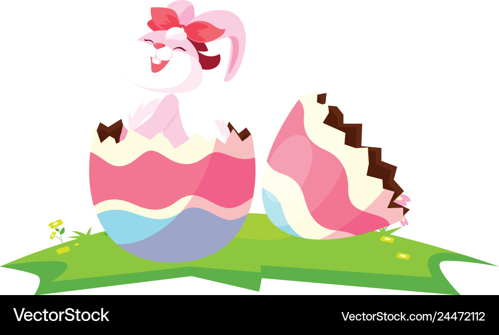 Cute rabbit easter female with egg painted Vector Image