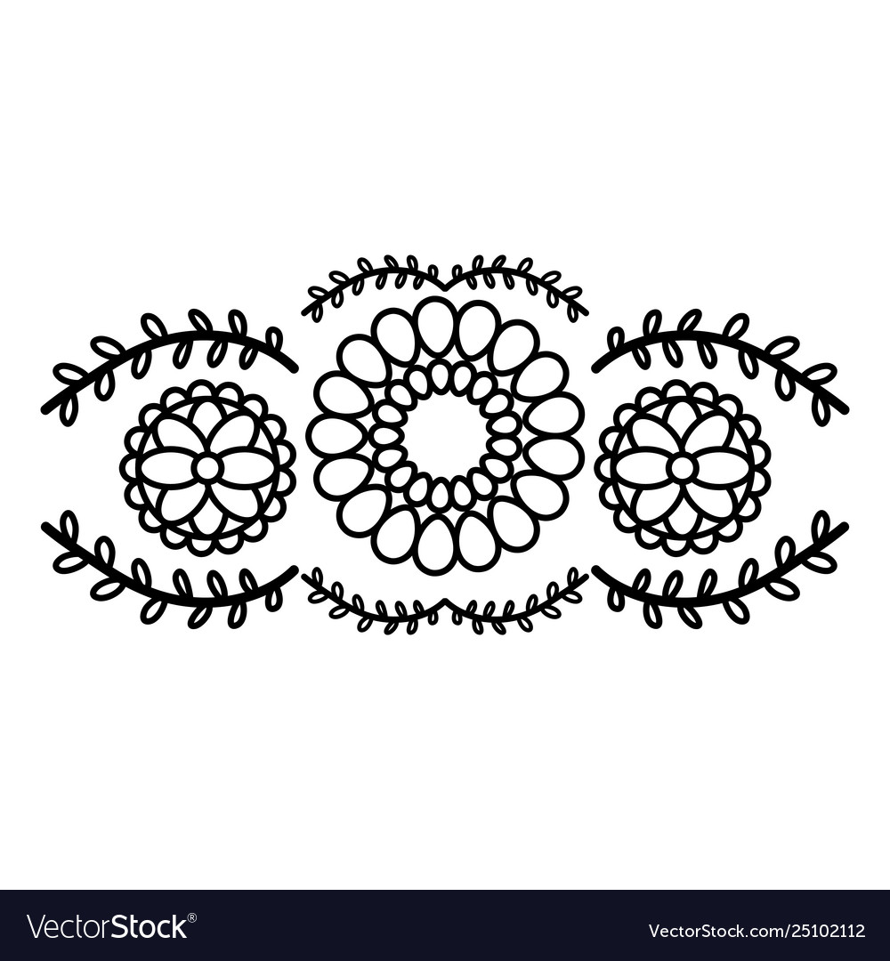 Mexican flowers and leafs decoration Royalty Free Vector