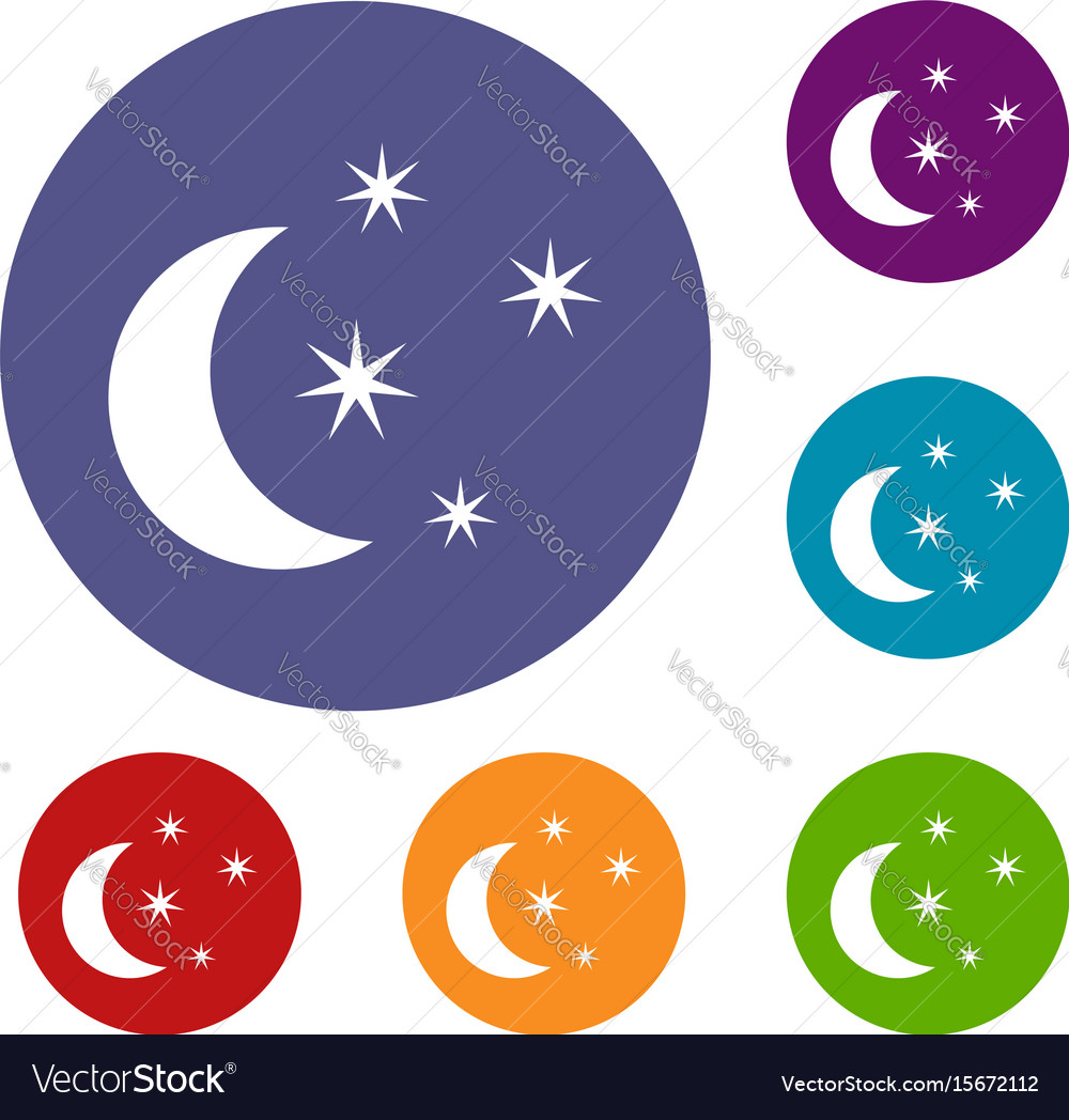 Moon and stars icons set Royalty Free Vector Image