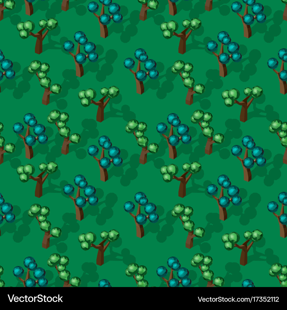 Seamless pattern with isometric trees Royalty Free Vector