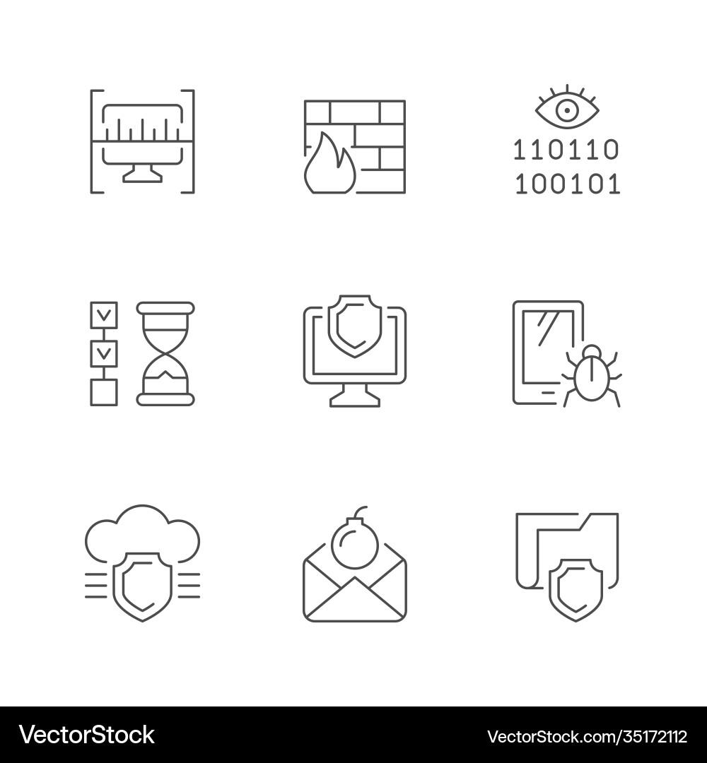 Set line icons cyber security Royalty Free Vector Image