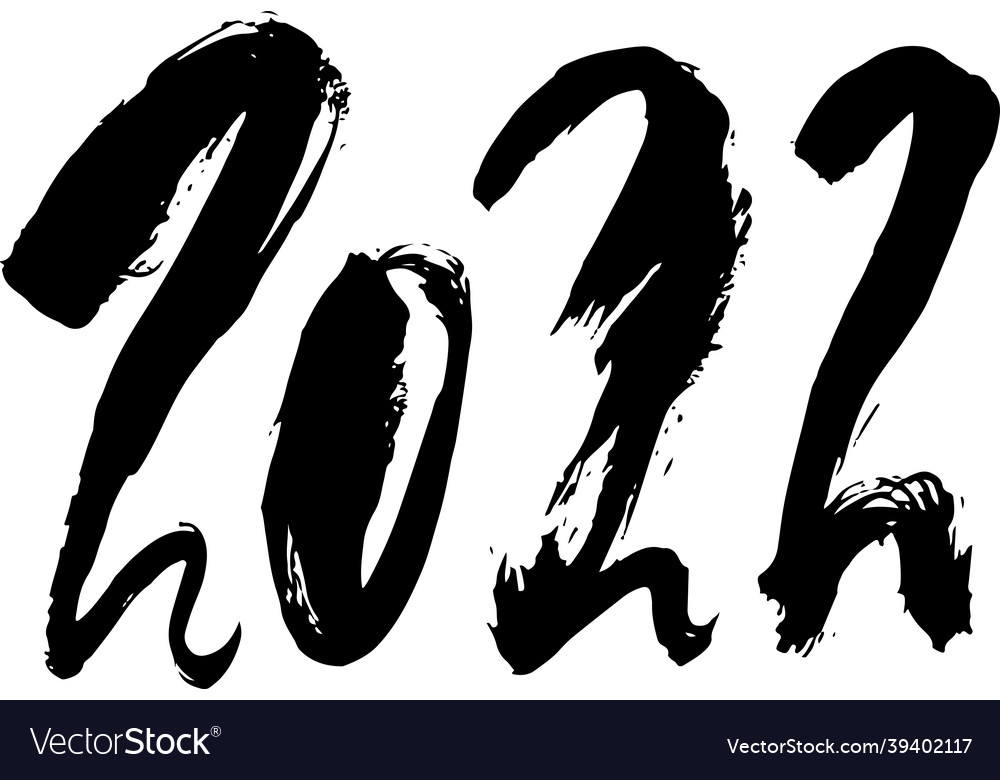 2022 brush lettering new year card template Vector Image