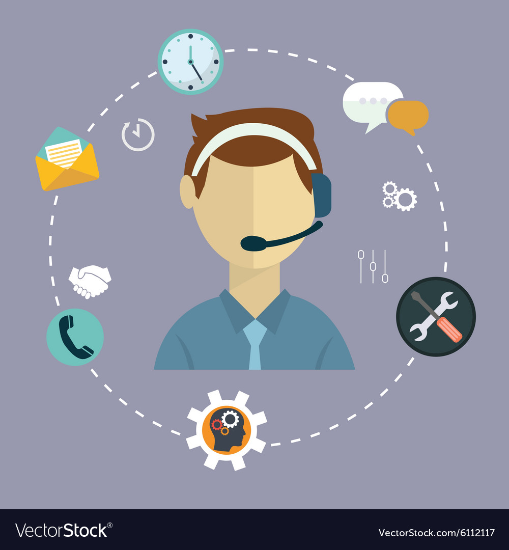 Business customer care service concept flat icons Vector Image